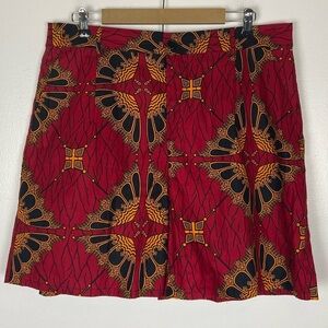 Colorful African Print Men’s Shorts Size 2XL Abstract Butterfly Print Burgundy